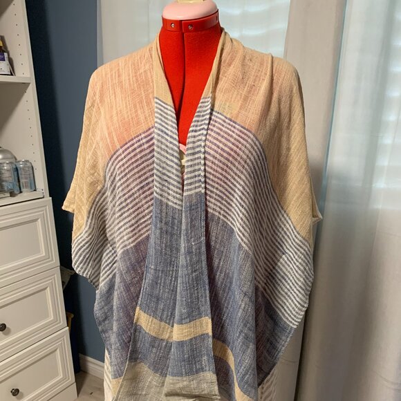 Blue/Tan Stripped Beach Cover-Up - Picture 7 of 7